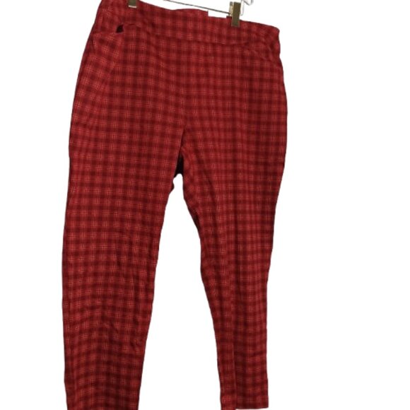 Croft & Barrow Red Checkered Trousers - Picture 1 of 9